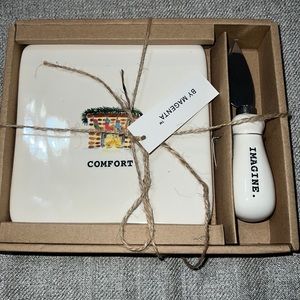Rae Dunn Comfort Imagine Cheese Board Knife Set Fireplace Christmas Stockings